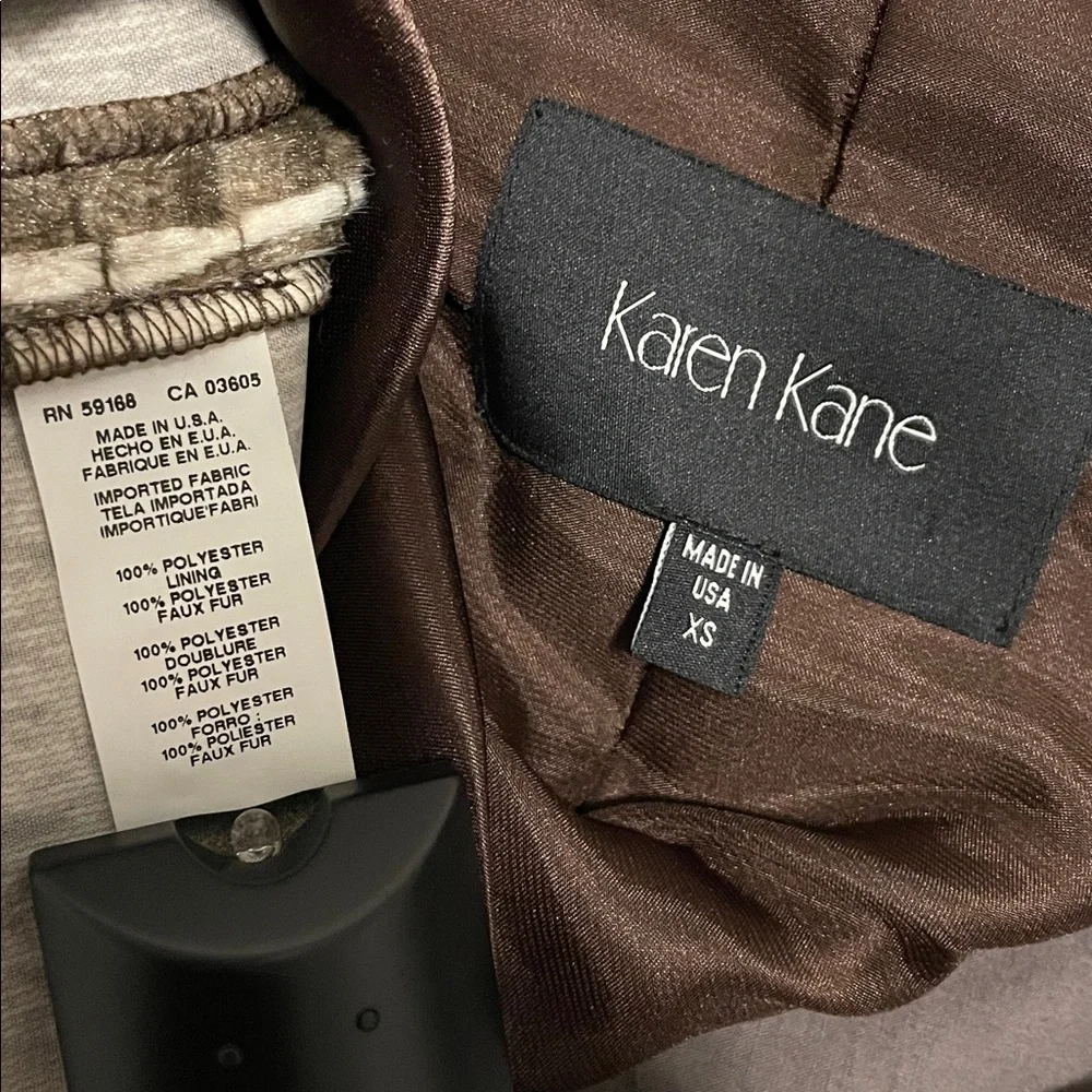 Karen Kane Faux Fur Women’s Vest Sz XS Brown Cream SnakeSkin Cabincore Waterfall - Picture 7 of 7